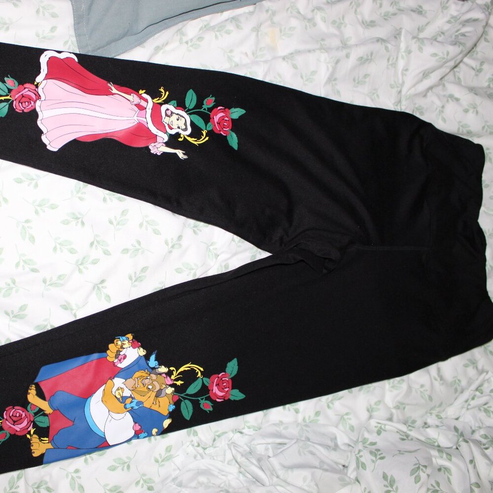 Disney Beauty & the Beast "Something There" Leggings Black Size Small